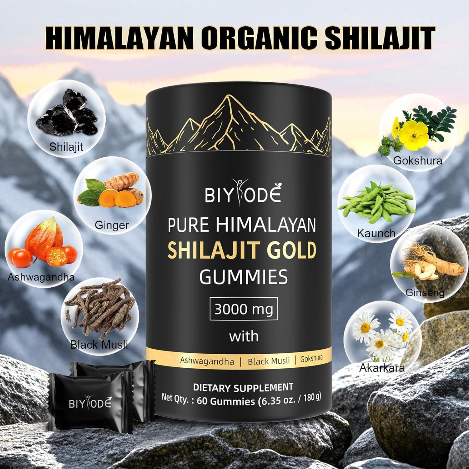 Biyode Pure Himilayan Shilajit Gold Gummies